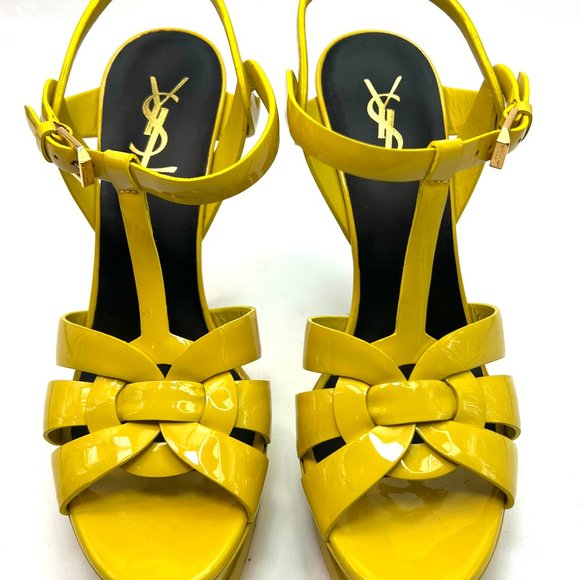 Saint Laurent Bright Yellow Platform Sandals - Picture 5 of 9